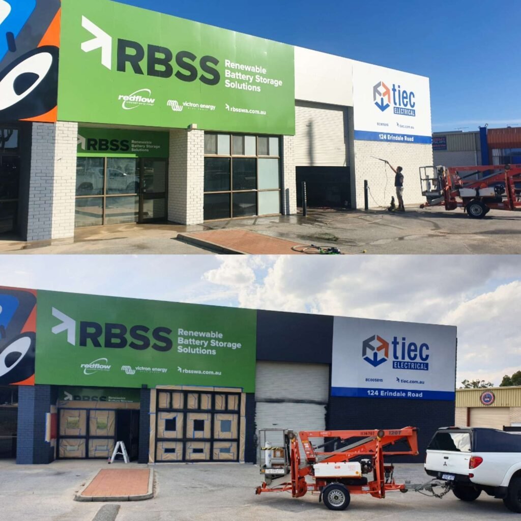 Exterior painting on a brick commercial property in Perth